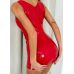 Короткое лаковое платье с глубоким вырезом красного цвета Devil Boutique размер S