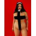 Костюм монашки з хрестом для рольових ігор чорно-білого кольору Devil Boutique розмір XL