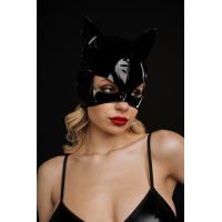 Маска кішки для рольових ігор вінілова чорного кольору Devil Boutique