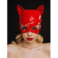 Маска кішки для рольових ігор вінілова червоного кольору Devil Boutique