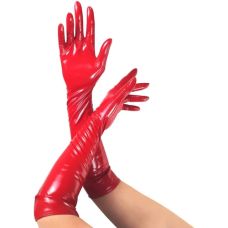 Сексуальні вінілові рукавички червоного кольору Devil Boutique розмір M