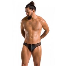 Еротичні чоловічі труси на блискавці з прозорими вставками чорного кольору Passion Timmy 042 S M