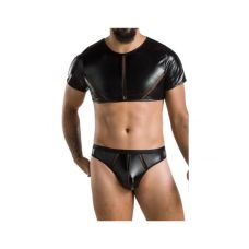 Сексуальный комплект мужской Укороченный топ и Стринги черного цвета Passion 057 Peter размеры S M