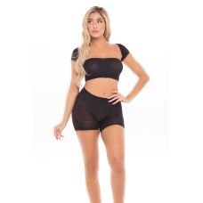 Комплект жіночої білизни Шорти Топ без бретельок та Болеро чорного кольору Pink Lipstick Lingerie On Your Mind 3pc Short Set Black розмір One size