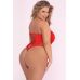 Боди на шнуровке с глубоким декольте с V образным вырезом и открытой спиной красного цвета Pink Lipstick Lingerie Juicebox Seamless Bodysuit Red размер Size Plus