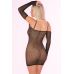Сукня прозора у сітку з відкритими плечима чорного кольору Pink Lipstick Lingerie Bad Intentions Fishnet Dress Black розмір Оne size