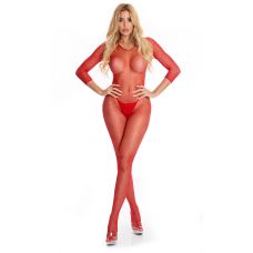 Бодістокінг із відкритим доступом червоного кольору Pink Lipstick Lingerie Risque Crotchless Bodystocking Red розміри S M
