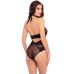 Мереживне боді з відкритою спиною чорного кольору Rene Rofe Lingerie Midnight Halter Teddy Black розміри S M