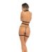 Комплект женского белья Портупея с бахромой и Стринги черного цвета Rene Rofe Lingerie Rassel Tassle 2pc Harness Set Black размер Оne size