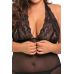 Кружевное платье халтер с глубоким декольте и стринги черного цвета Rene Rofe Lingerie размеры XL/2XL