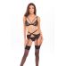 Комплект женского белья с подтяжками для чулок черного цвета Rene Rofe Lingerie Boss Of You 3pc Bra Garter Set Black размеры S M 3 предмета 