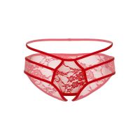 Кружевные трусики с открытой интимной зоной красного цвета Daring Intimates Jade размеры S M