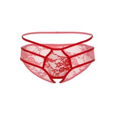 Кружевные трусики с открытой интимной зоной красного цвета Daring Intimates Jade размеры S M