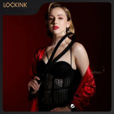 Поводок БДСМ с регулируемой длиной из натуральной кожи и металла черный Lockink