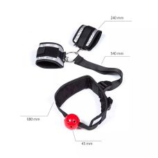 Набор для БДСМ кляп и наручники черный Roоmfun Ball Gag and Wrist Restraint Set