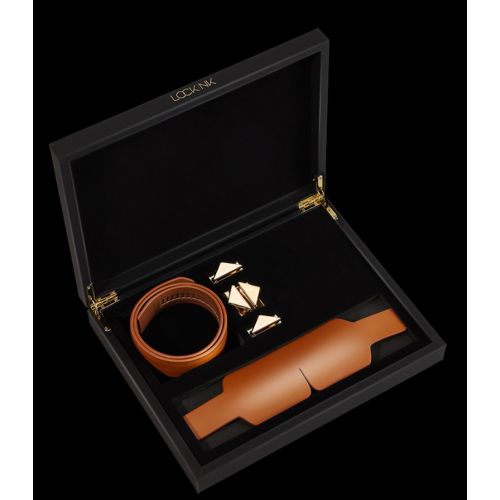 Маска на глаза БДСМ кожаная коричневого цвета Lockink