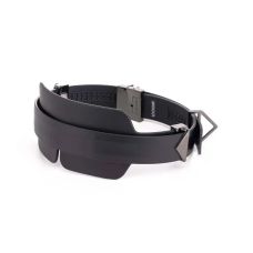 Маска на глаза БДСМ кожаная черного цвета Lockink