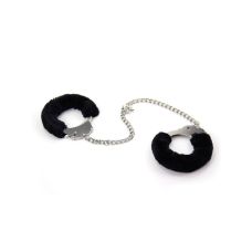 Оковы на ноги БДСМ металлические с черным мехом Roomfun 