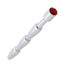 Уретральний рельєфний металевий катетер з червоним кристалом Loveshop