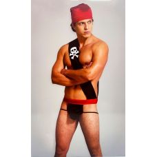 Чоловічий ігровий костюм пірата для рольових ігор чорно червоний Sunspice розмір One Size 2 предмети