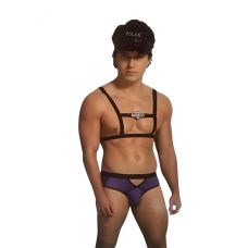 Еротичний костюм поліцейського для рольових ігор чорно синій Sunspice розміри S M 3 предмета