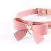 Нашийник з бантиком та повідцем БДСМ з натуральної шкіри рожевого кольору Lockink Sevanda