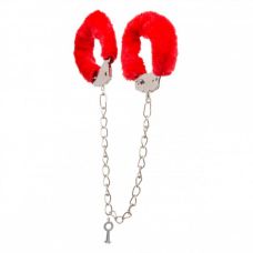 Металлические оковы с мехом для БДСМ красные Ankle Cuffs