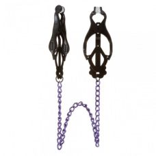 Зажимы на соски для БДСМ Nipple play Long Chain чёрные