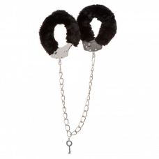 Наручники черные металлические с мехом Loveshop Ankle Cuffs