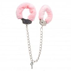 Металлические оковы с мехом для БДСМ розовые