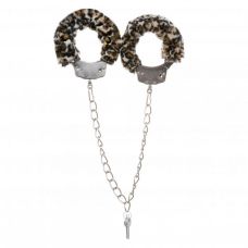 Наручники металлические с леопардовым мехом Loveshop