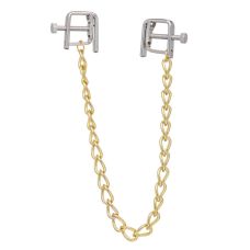 Зажимы на соски с золотистой цепочкой Nipple play квадратные Gold Cnain