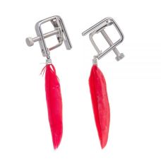 Зажимы на соски Nipple play квадратные перышки красные