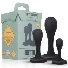 Набір анальних пробок силіконових чорних BUTTR Butt Kickers Butt Plug Training Set