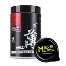 Набор презервативов Muaisi с повышенным количеством смазки 0.02 мм Black 12 штук