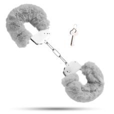 Наручники металлические Roomfun с толстым серым мехом S&M CuffS
