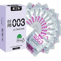 Ультратонкие презервативы 0,03 мм с ребристой текстурой Muaisi Pink 12 шт