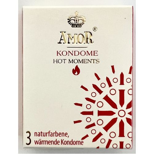 Презервативы из натурального латекса с согревающим и возбуждающим эффектом Amor Hot Moments 3 штуки