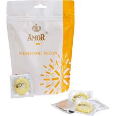 Презервативы люминесцентные из высококачественного натурального латекса желтого цвета Amor Neon 50 штук