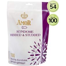 Презервативи з ребристо пухирчастою поверхнею Amor Ribbed & Studded 100 штук