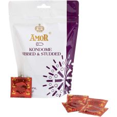 Презервативи з ребристо пухирчастою поверхнею Amor Ribbed & Studded 50 штук