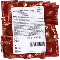 Презервативи зі зігріваючим та збуджуючим ефектом з натурального латексного матеріалу високої якості Amor Hot Moments 100 штук