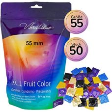 Презервативы в цветовых вариациях с разными вкусовыми ароматами Vibratissimo XX ... L Fruit Color ширина 55 мм 50 штук
