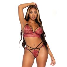 Еротичний комплект жіночої мережива білизни червоного кольору Leg Avenue розмір S
