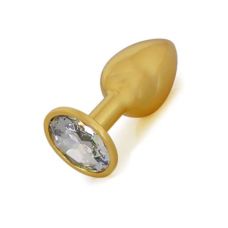 Анальна жовта пробочка з кристалом Gold Metal Diamond S