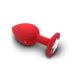 Анальная пробка красная силиконовая с прозрачным кристаллом в виде сердца S