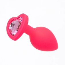Анальна рожева пробочка з кристалом Pink Silicone Heart Light Pink S