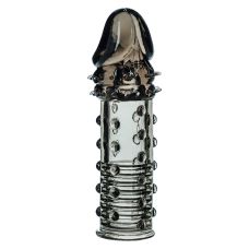 Подовжуюча насадка на член ребриста сірого кольору CalExotics