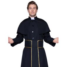 Костюм католицького священика для рольових ігор чорний Leg Avenue 2 предмети розміри M L