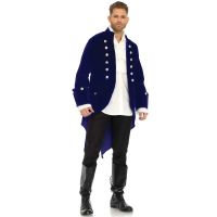 Длинное пальто мужское бархатное синего цвета Leg Avenue размер М